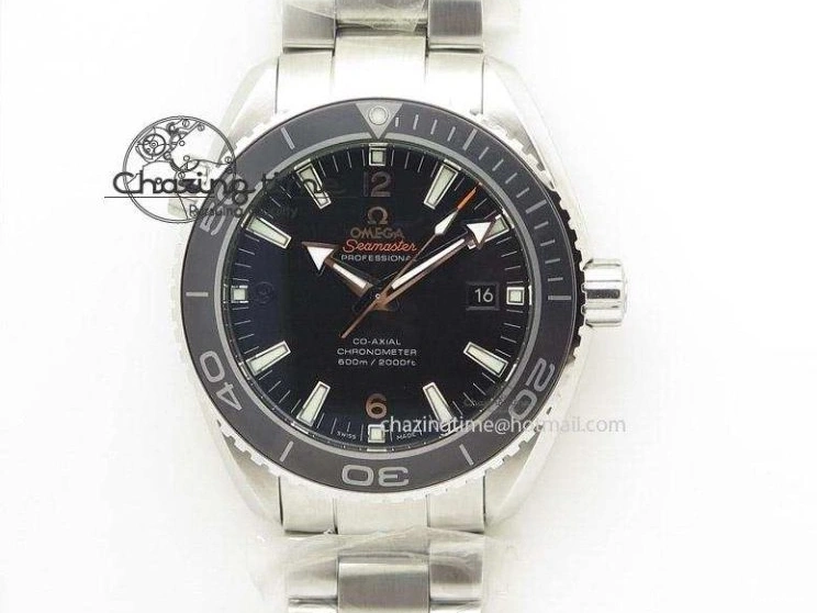 0314 Planet Ocean SS Bp Maker 45mm Black Bezel On SS Bracelet A OnTrend 8218